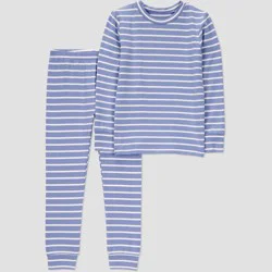 Carter's Just One You® Toddler 2pc Short Sleeve Comfy Soft Striped Snug Fit Pajama Set - Blue/White 4T