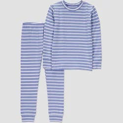 Carter's Just One You® Toddler 2pc Short Sleeve Comfy Soft Striped Snug Fit Pajama Set - Blue/White 4T