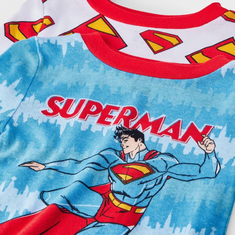 slide 3 of 4, Toddler Boys' 4pc Superman Cotton Long Sleeve Pajama Set - Blue/White/Red 2T, 4 ct