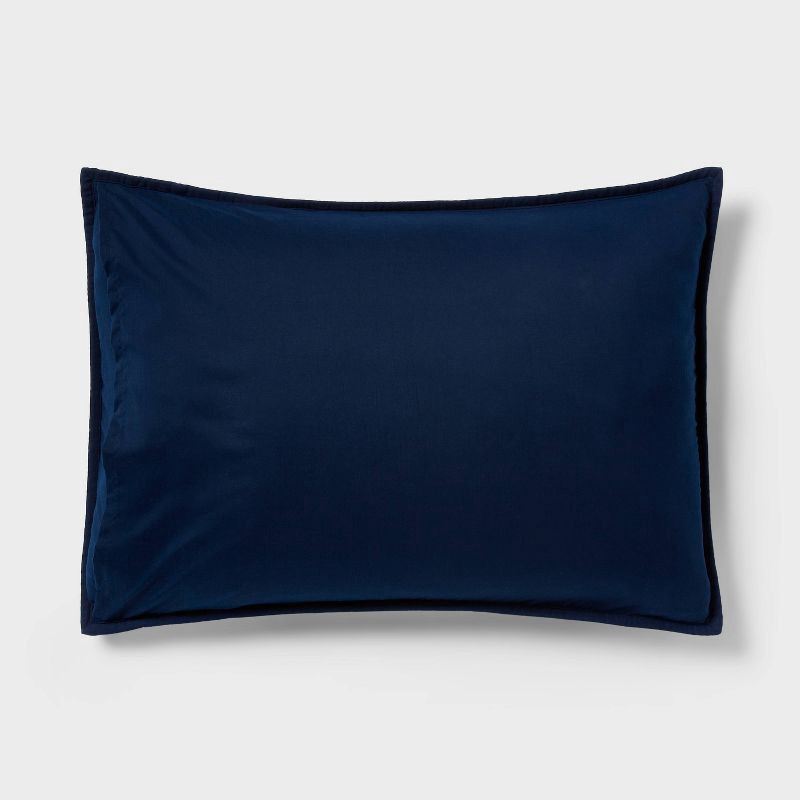 slide 3 of 3, Standard Microfiber Quilt Sham Navy Blue - Room Essentials™, 1 ct