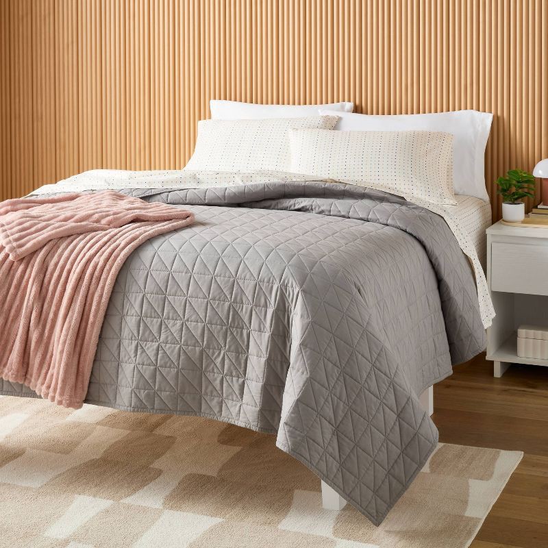 slide 2 of 3, Full/Queen Microfiber Quilt Gray - Room Essentials™, 1 ct