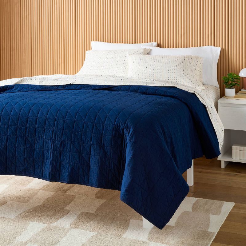 slide 2 of 3, King Microfiber Quilt Navy Blue - Room Essentials™, 1 ct