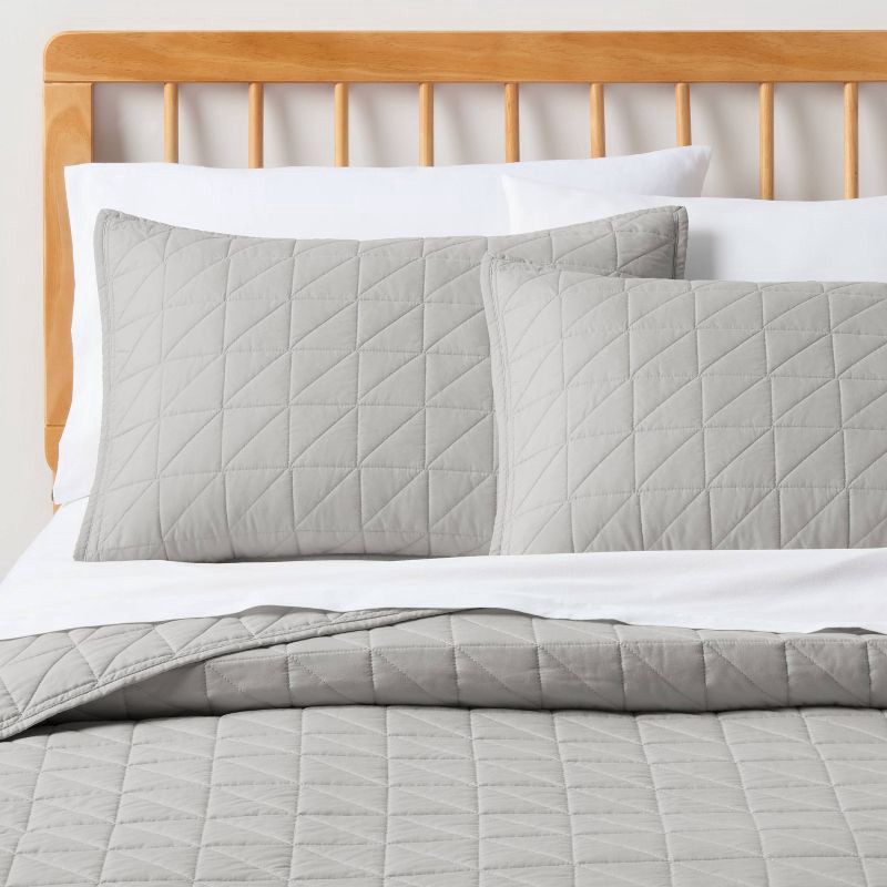 slide 2 of 3, Standard Microfiber Quilt Sham Gray - Room Essentials™, 1 ct