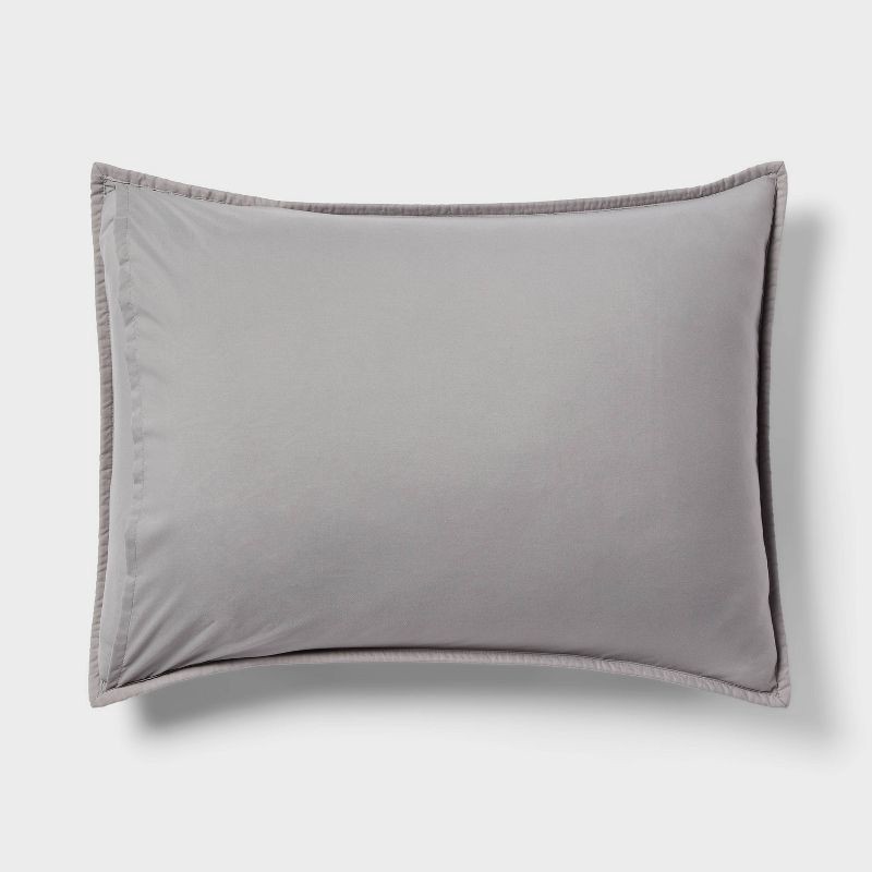 slide 3 of 3, Standard Microfiber Quilt Sham Gray - Room Essentials™, 1 ct