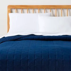 Full/Queen Microfiber Quilt Navy Blue- Room Essentials™