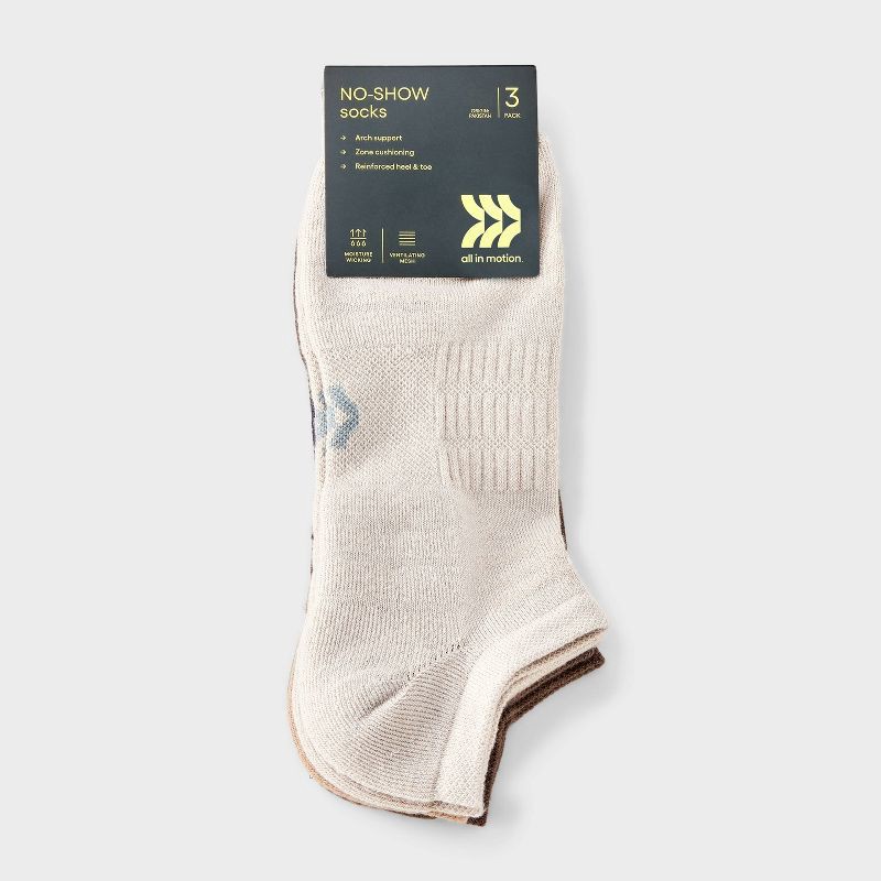 slide 2 of 3, Men's Tonal 3pk No Show Socks - All In Motion™ Neutral 6-12, 3 ct