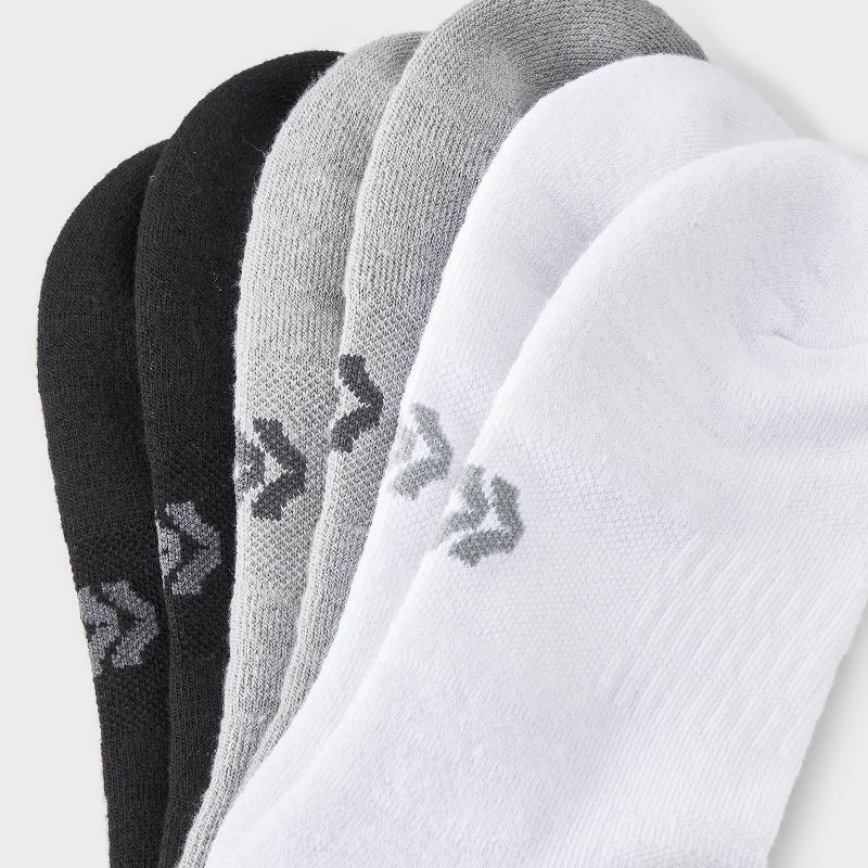 slide 3 of 3, Men's Tonal 3pk No Show Socks - All In Motion™ White/Gray/Black 6-12, 3 ct