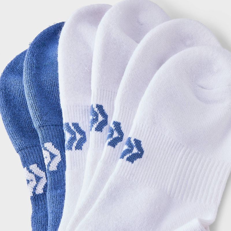 slide 3 of 3, Men's Striped Tonal Varsity 3pk Crew Socks - All In Motion™ Mudstone Blue 6-12, 3 ct