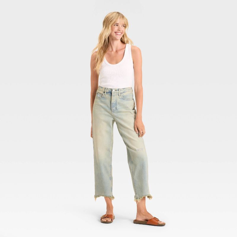 slide 4 of 5, Women's High-Rise Straight Ankle Jeans - Universal Thread™ Light Wash 14, 1 ct
