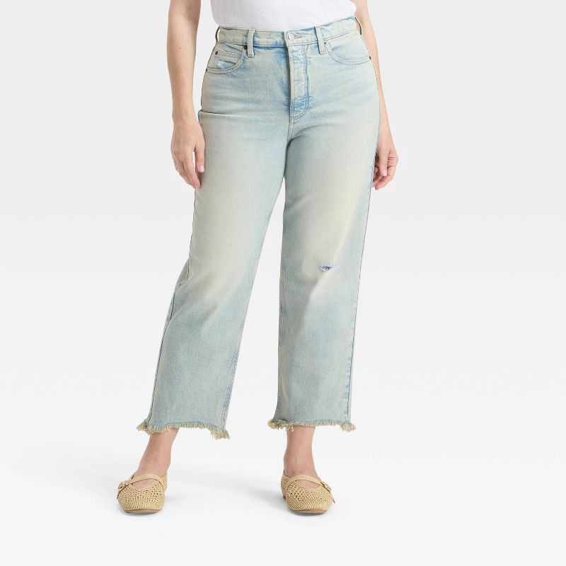 slide 2 of 5, Women's High-Rise Straight Ankle Jeans - Universal Thread™ Light Wash 14, 1 ct