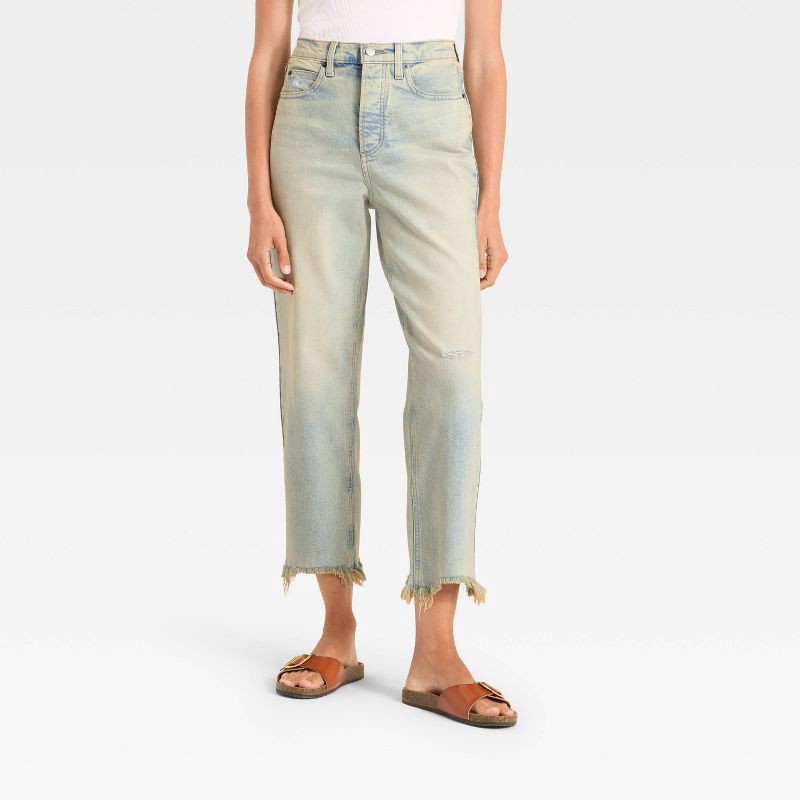 slide 1 of 5, Women's High-Rise Straight Ankle Jeans - Universal Thread™ Light Wash 14, 1 ct