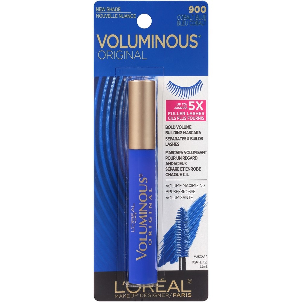 slide 2 of 3, L'Oréal Voluminous Original Washable Bold Eye Mascara Makeup, Cobalt Blue, 0.26 fl oz