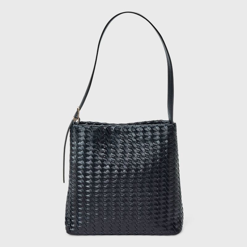 slide 1 of 5, Woven Bucket Bag - A New Day™ Black, 1 ct