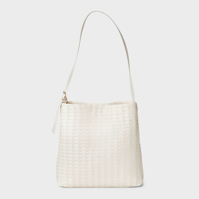 slide 1 of 5, Woven Bucket Bag - A New Day™ White, 1 ct