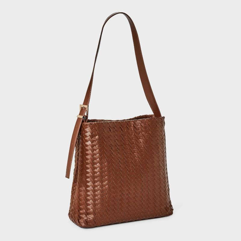 slide 3 of 5, Woven Bucket Bag - A New Day™ Brown, 1 ct