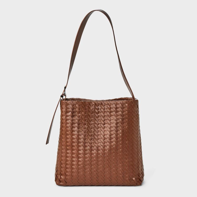 slide 1 of 5, Woven Bucket Bag - A New Day™ Brown, 1 ct