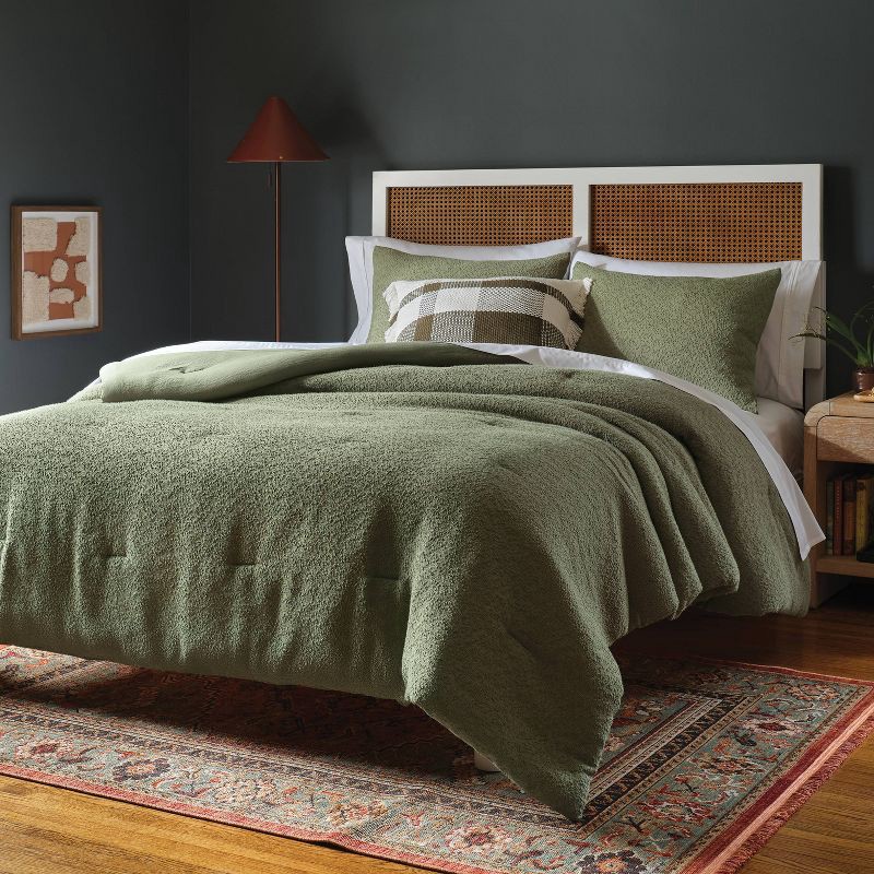 slide 2 of 5, Full/Queen Boucle Comforter Set Green - Threshold™, 1 ct