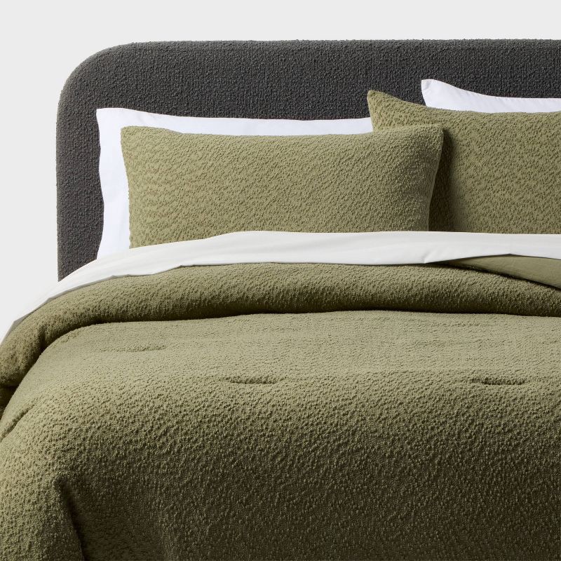 slide 1 of 5, King Boucle Comforter Set Green - Threshold™, 1 ct