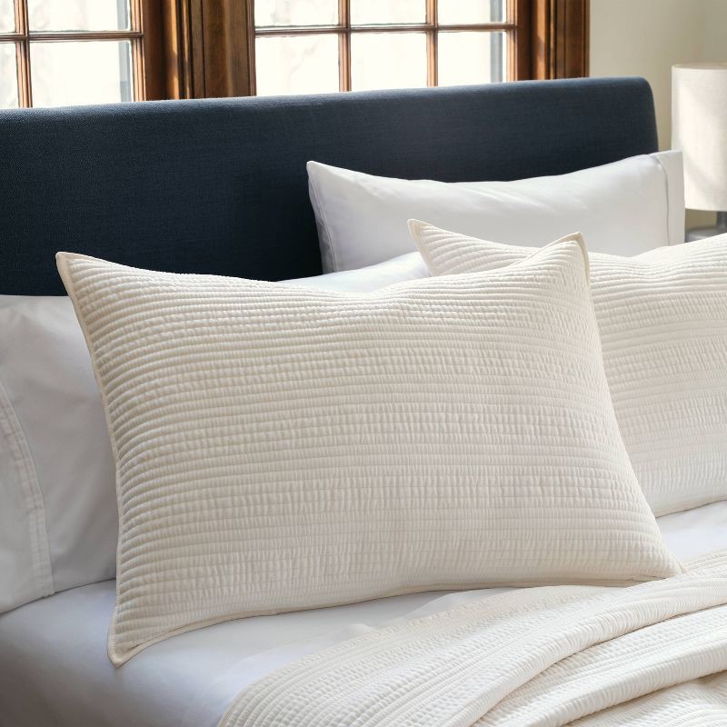 slide 2 of 3, Standard Ruched Velvet Quilt Sham Khaki - Threshold™, 1 ct