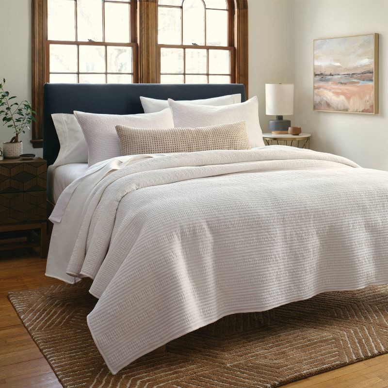 slide 2 of 3, Full/Queen Ruched Velvet Quilt Ivory - Threshold™, 1 ct