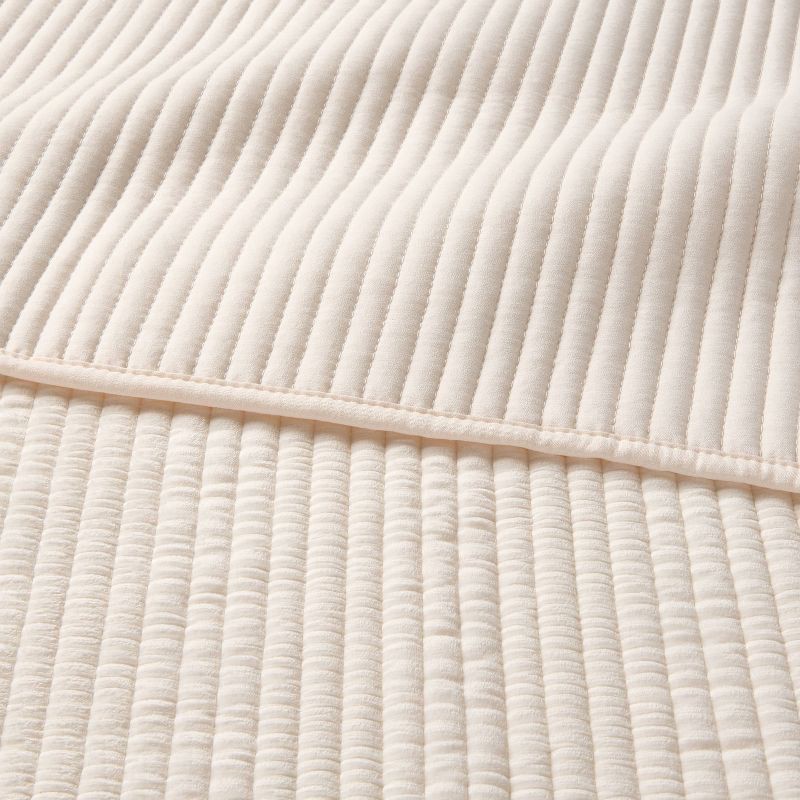 slide 3 of 3, Full/Queen Ruched Velvet Quilt Ivory - Threshold™, 1 ct