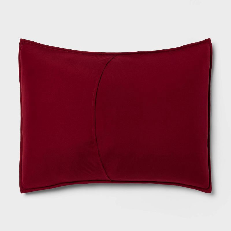slide 3 of 3, Standard Ruched Velvet Quilt Sham Red - Threshold™, 1 ct