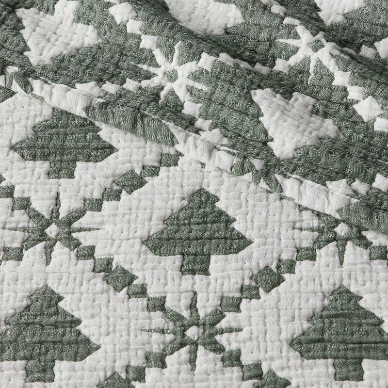 slide 3 of 5, King Matelasse Christmas Quilt Set Green Tree - Threshold™, 1 ct