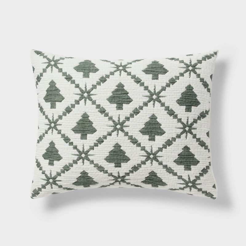 slide 4 of 5, King Matelasse Christmas Quilt Set Green Tree - Threshold™, 1 ct