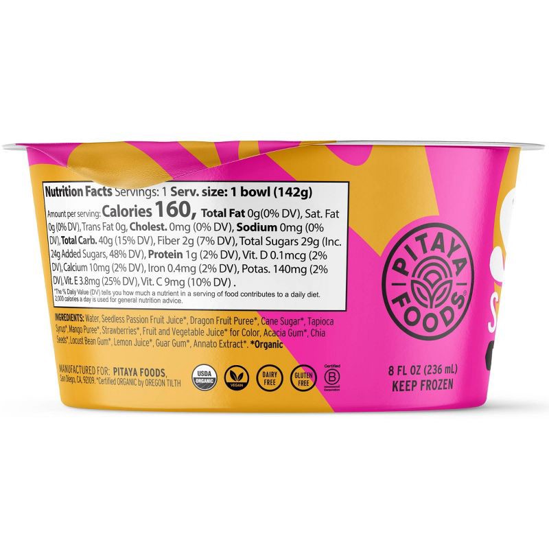 slide 3 of 9, Pitaya Foods Frozen Organic Dragon Fruit & Passion Fruit Swirl Smoothie Bowl - 8 fl oz, 8 fl oz