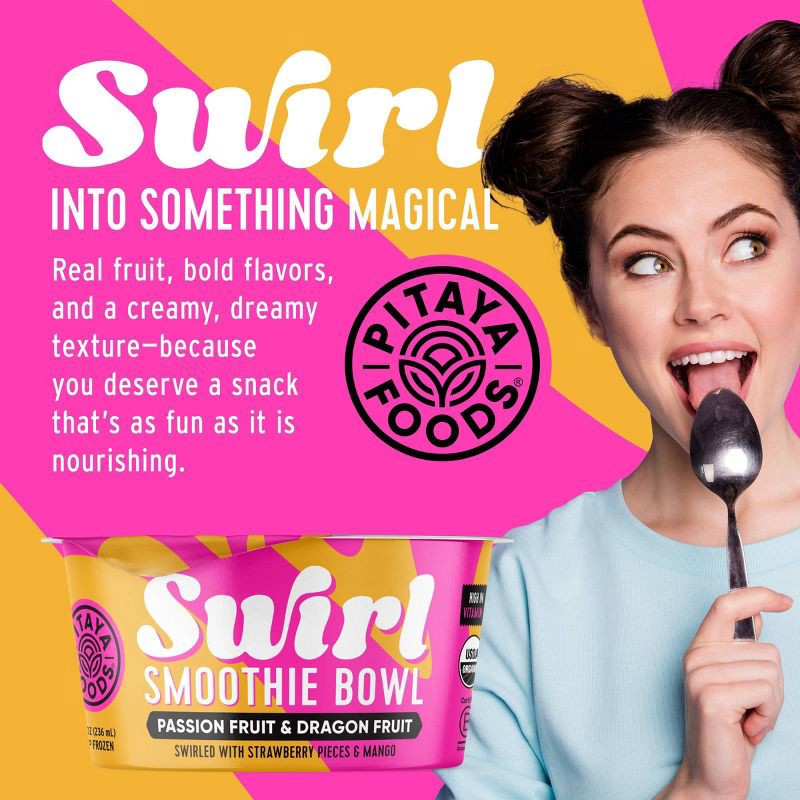 slide 7 of 9, Pitaya Foods Frozen Organic Dragon Fruit & Passion Fruit Swirl Smoothie Bowl - 8 fl oz, 8 fl oz