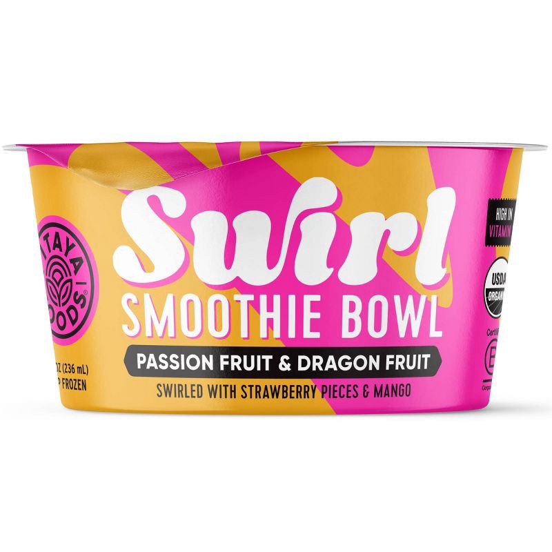slide 1 of 9, Pitaya Foods Frozen Organic Dragon Fruit & Passion Fruit Swirl Smoothie Bowl - 8 fl oz, 8 fl oz