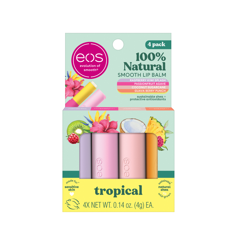 slide 2 of 3, eos® 100% Natural Organic Lip Balm Tropical Variety Pack, 4 ct / 0.14 oz
