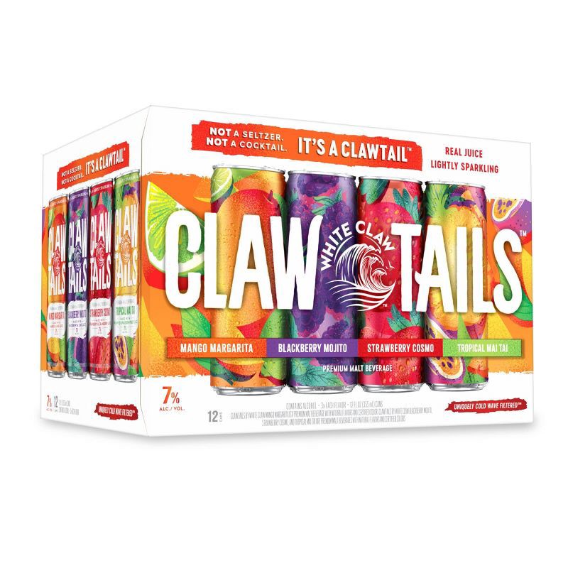slide 7 of 10, White Claw Hard Seltzer White Claw by Clawtails 7% ABV Variety - 12pk/12 fl oz Cans, 12 ct; 12 fl oz