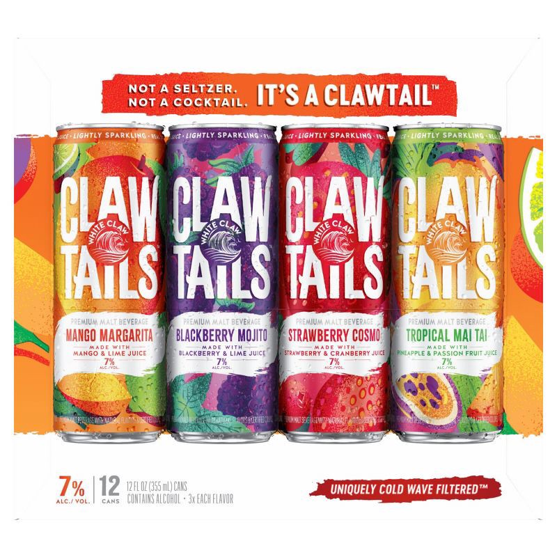 slide 9 of 10, White Claw Hard Seltzer White Claw by Clawtails 7% ABV Variety - 12pk/12 fl oz Cans, 12 ct; 12 fl oz