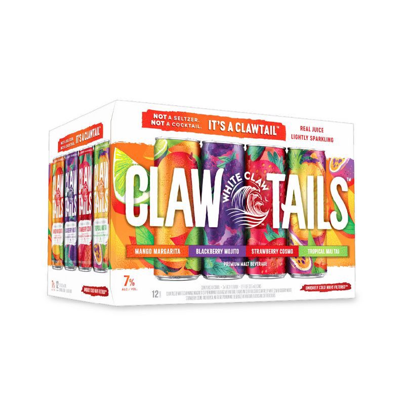 slide 1 of 10, White Claw Hard Seltzer White Claw by Clawtails 7% ABV Variety - 12pk/12 fl oz Cans, 12 ct; 12 fl oz