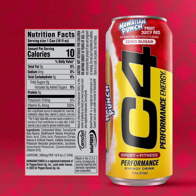 slide 5 of 9, C4 Smart Energy Hawaiian Punch Performance Energy Drink - 16oz, 16 oz