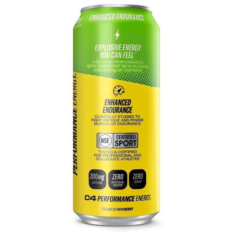 slide 7 of 8, C4 Smart Energy Performance Jolly Rancher Green Apple Energy Drink - 16 fl oz Can, 16 fl oz