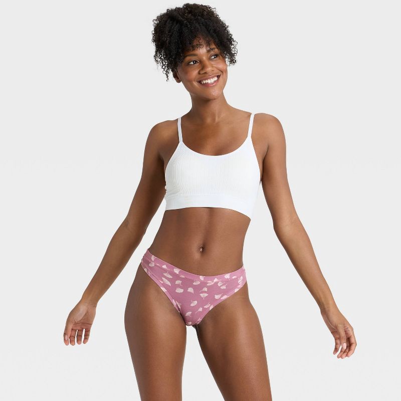 slide 3 of 5, Women's Cotton Stretch Comfort Thong Underwear - Auden™ Clay Pink XS, 1 ct