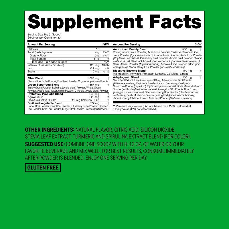 slide 5 of 6, Greens and Superfoods Supplement Powder 30srv Tub - Strawberry/Kiwi - 6.35oz - up&up™, 6.35 oz
