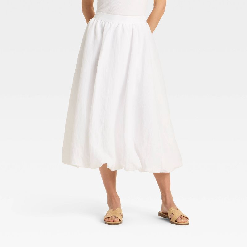 slide 1 of 3, Women's Midi A-Line Skirt - A New Day™ White XL, 1 ct
