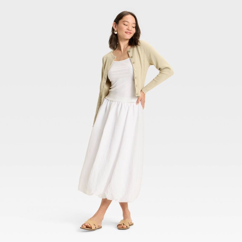 slide 3 of 3, Women's Midi A-Line Skirt - A New Day™ White XL, 1 ct