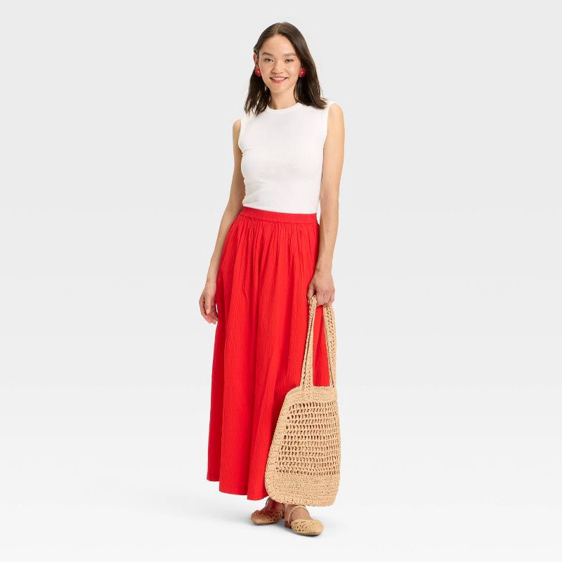 slide 3 of 3, Women's Maxi Picnic A-Line Skirt - A New Day™ Red L, 1 ct