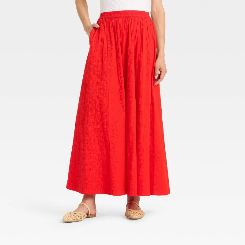 slide 1 of 3, Women's Maxi Picnic A-Line Skirt - A New Day™ Red L, 1 ct
