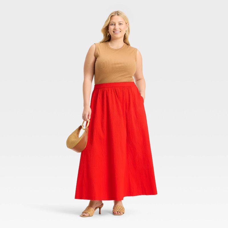 slide 3 of 3, Women's Maxi Picnic A-Line Skirt - A New Day™ Red XXL, 1 ct