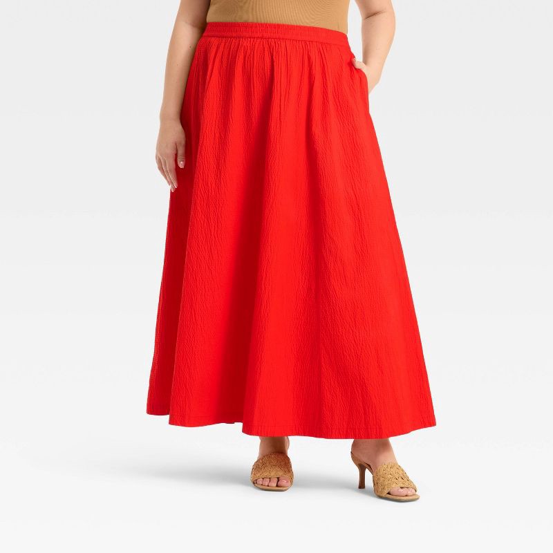 slide 1 of 3, Women's Maxi Picnic A-Line Skirt - A New Day™ Red XXL, 1 ct