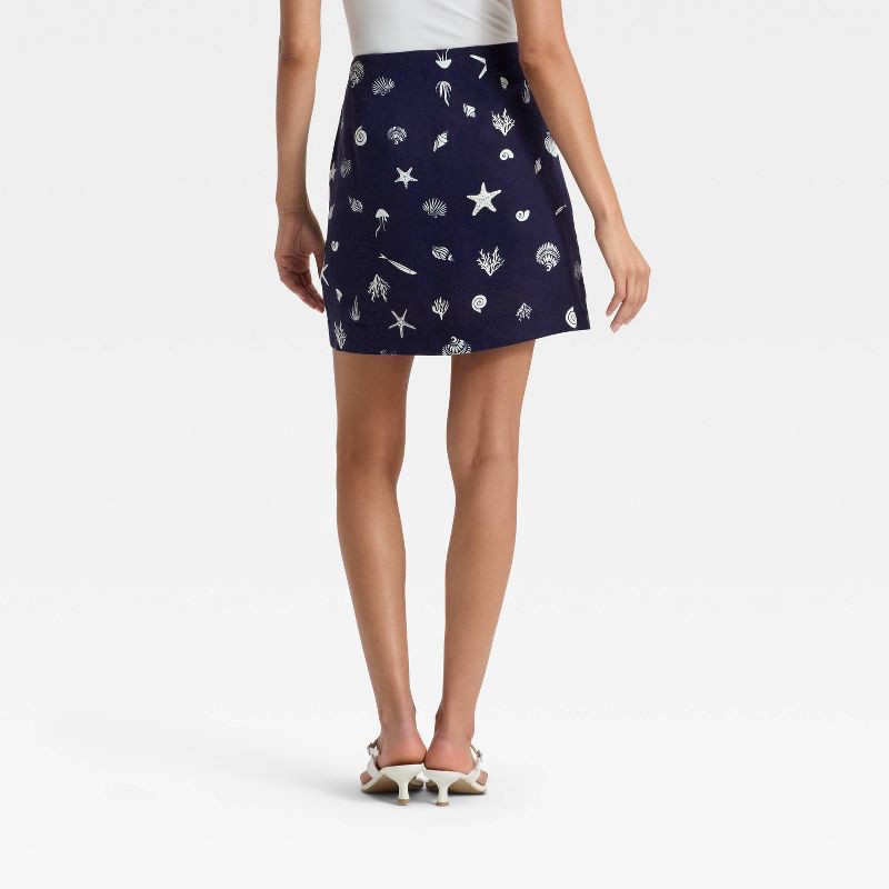 slide 2 of 3, Women's Linen Blend Skort - A New Day™ Navy 14, 1 ct