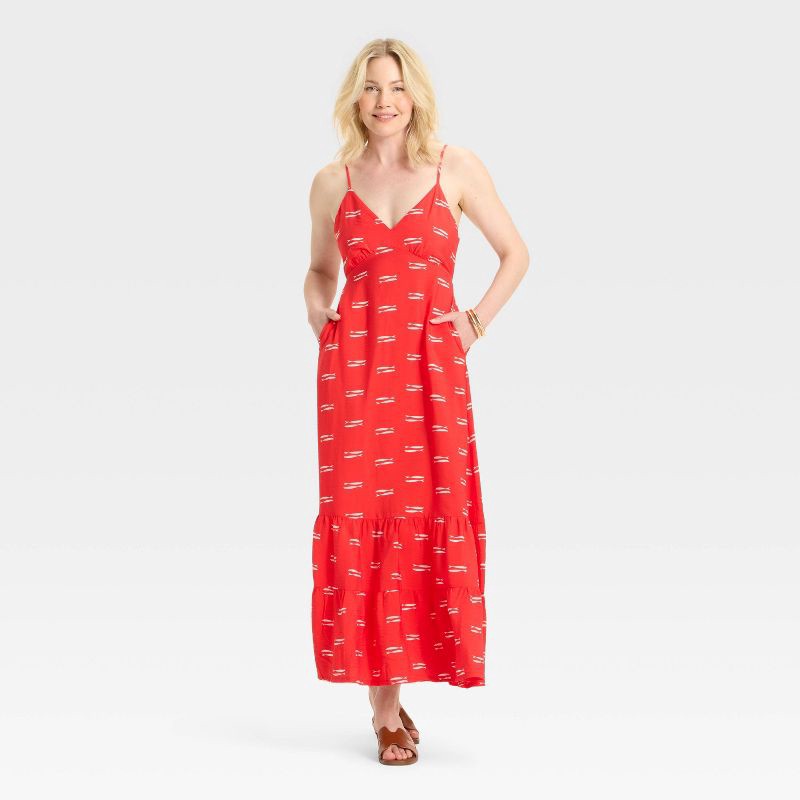 red dress with fish Fish Top Linen Blend Maxi Dress