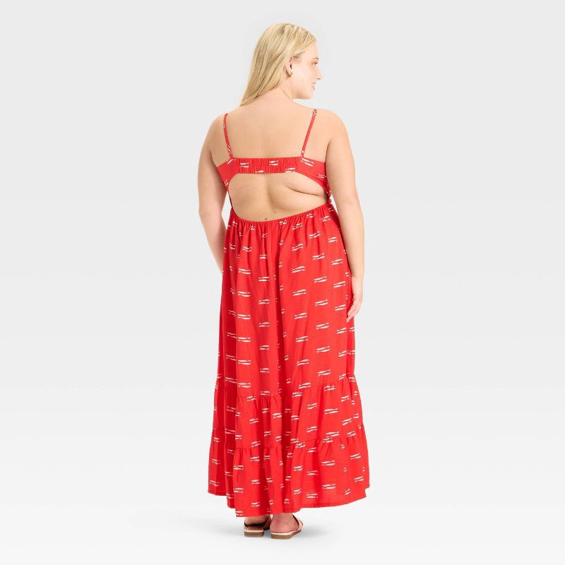 slide 2 of 3, Women's Open Back Maxi Dress - A New Day™ Red/White Fish XXL, 1 ct