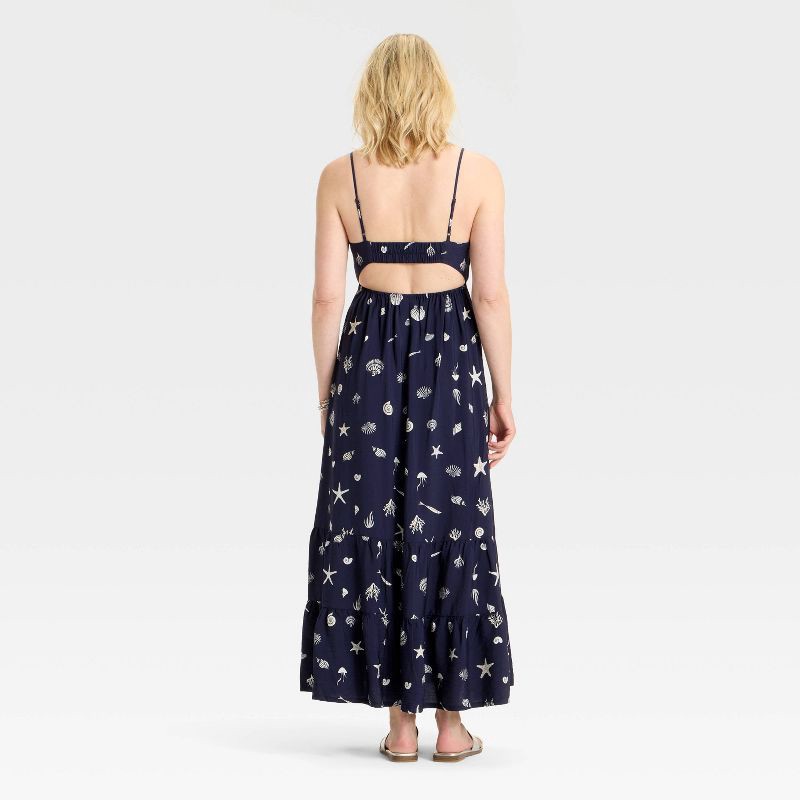 slide 2 of 3, Women's Open Back Maxi Dress - A New Day™ Navy Blue Seashell L, 1 ct
