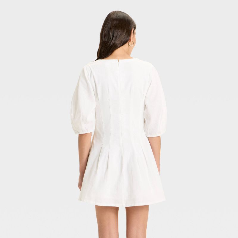 slide 2 of 3, Women's Puff Short Sleeve Corset Mini A-Line Dress - A New Day™ White 2, 1 ct